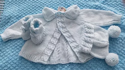 Pale Blue Baby Double pompom Set