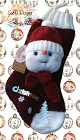 Snowman Dark Red Stocking