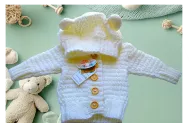 White Ear Hooded Cardigan.