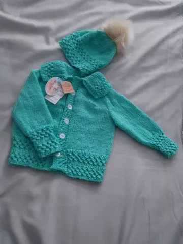 Green Cardigan and Hat Set